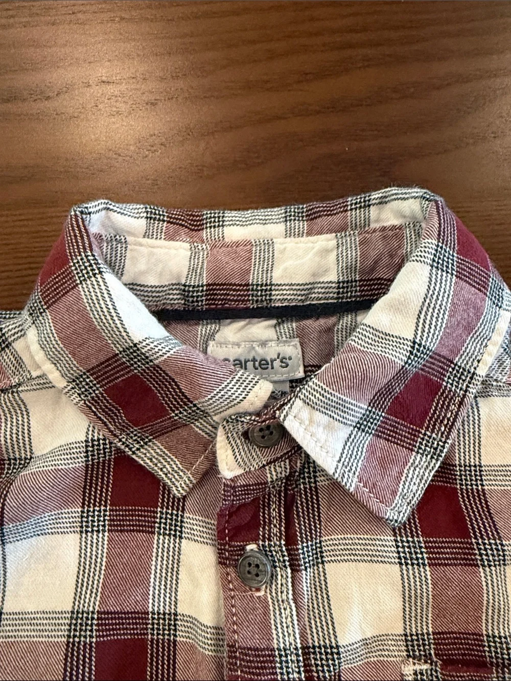 Carter's Red and White Plaid Button-Down Shirt